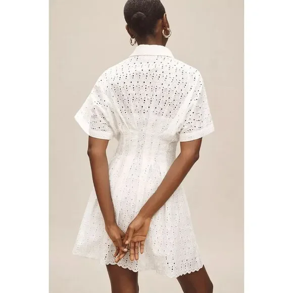 New Anthropologie The Tobie Eyelet Mini Shirt Dress by Exquise Size M - Picture 4 of 12